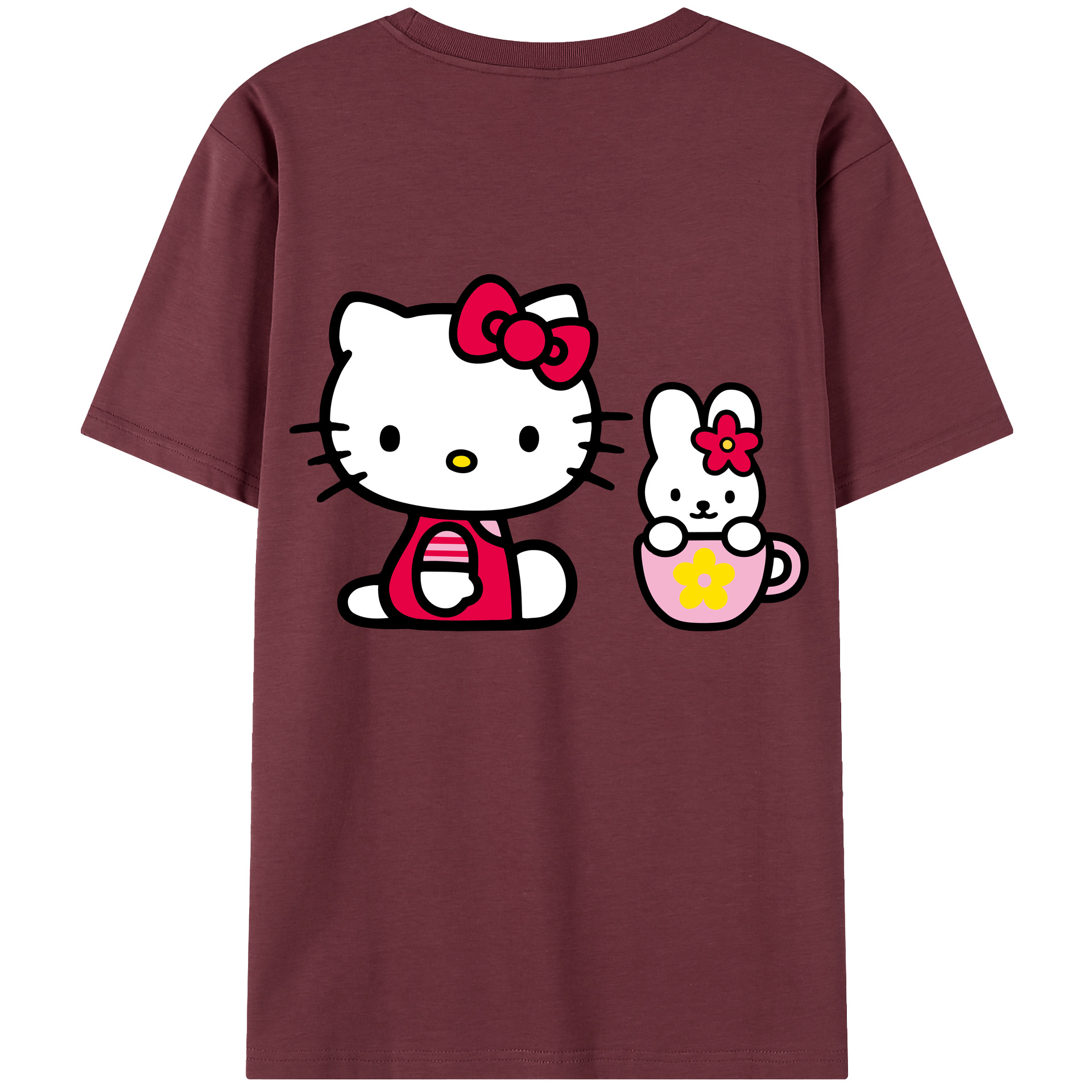 （画像用） Hello Kitty ハローキティ 綿100％半袖Tシャツ（背面プリント）